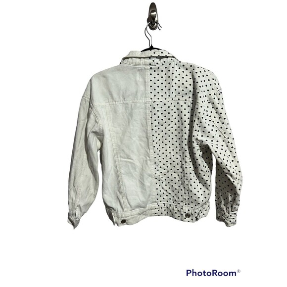ASOS Signature 8 White and Black Polka Dot Denim Jacket S - Picture 2 of 5